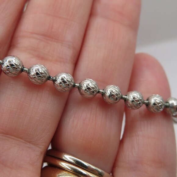 Crown Trifari Silver Tone Textured Beaded Necklace Extra Long - Picture 3 of 8